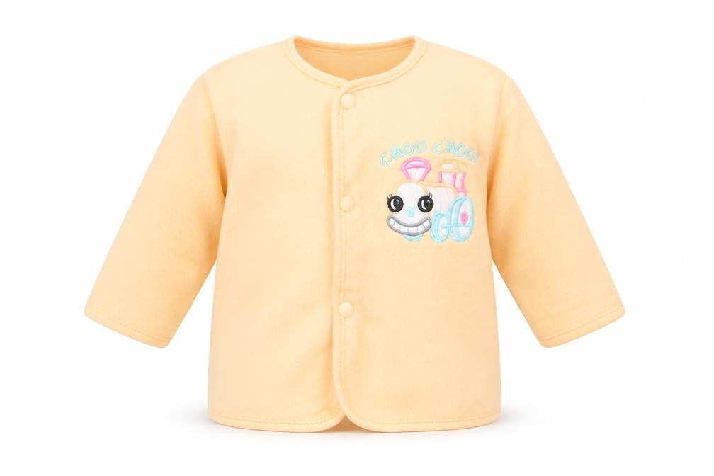 Front view of Pansy Baby Orange Basic Jacket Jacket, size 0-3, Months Snap