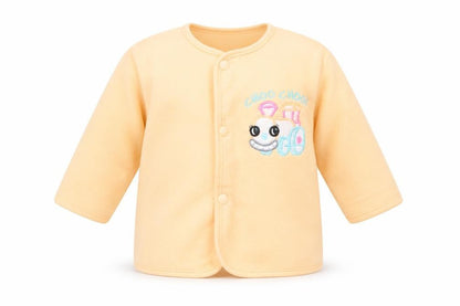 Front view of Pansy Baby Orange Basic Jacket Jacket, size 0-3, Months Snap