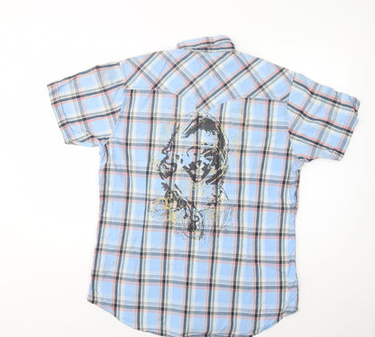Mens UK Size L Burton Blue  Button-Up Short Sleeve Casual Shirt