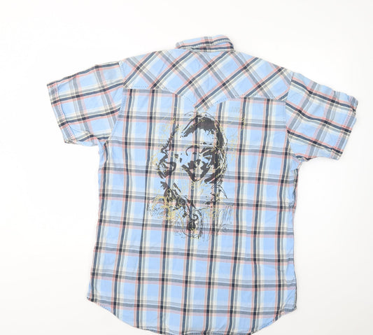 Mens UK Size L Burton Blue  Button-Up Short Sleeve Casual Shirt