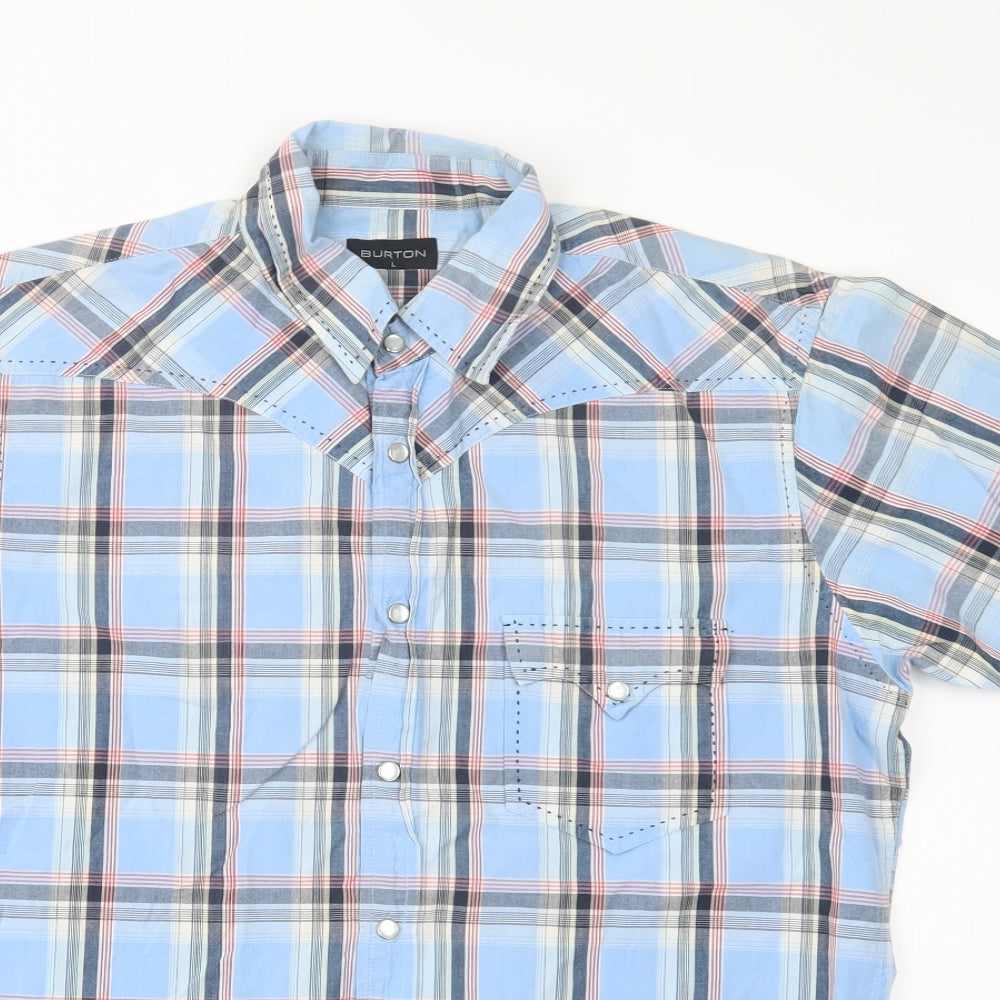Mens UK Size L Burton Blue  Button-Up Short Sleeve Casual Shirt