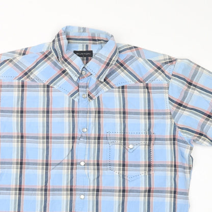 Mens UK Size L Burton Blue  Button-Up Short Sleeve Casual Shirt