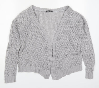 Boohoo Womens Grey V-Neck  Acrylic Cardigan Jumper Size M