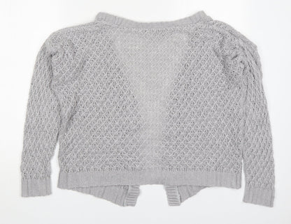 Boohoo Womens Grey V-Neck  Acrylic Cardigan Jumper Size M