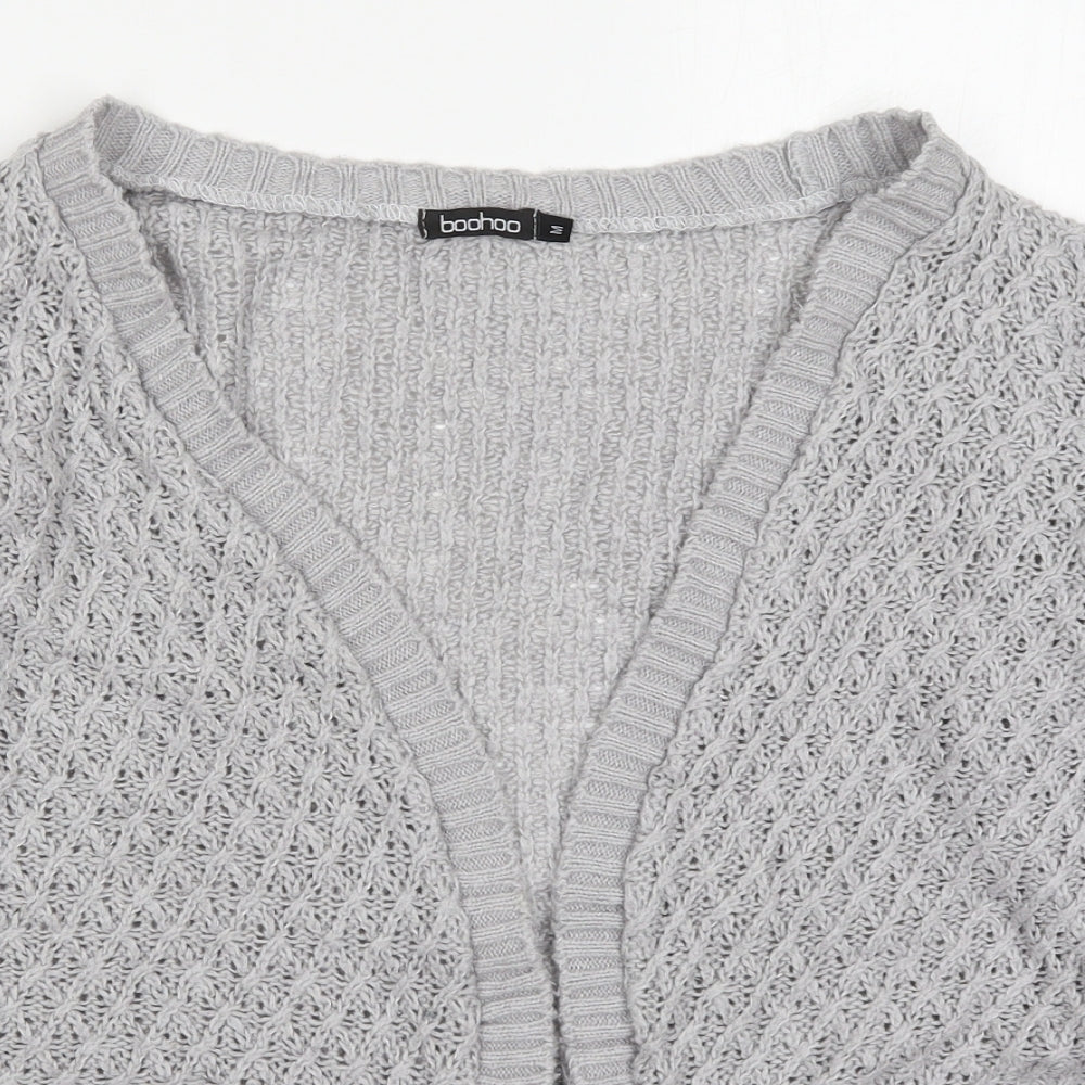 Boohoo Womens Grey V-Neck  Acrylic Cardigan Jumper Size M
