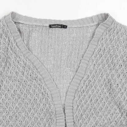 Boohoo Womens Grey V-Neck  Acrylic Cardigan Jumper Size M