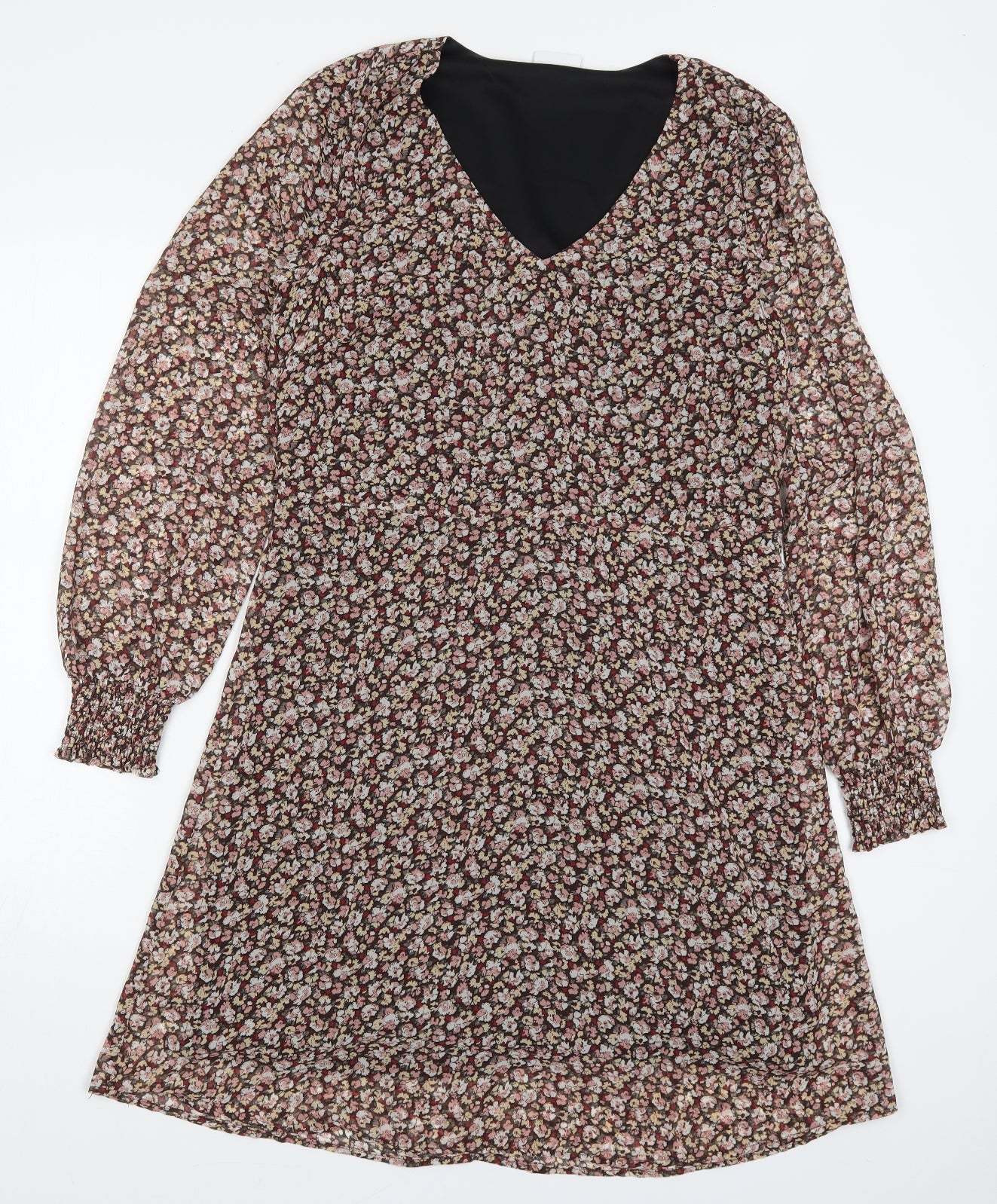 Villa Womens Multicoloured Floral Polyester A-Line  Size 8  V-Neck Pullover
