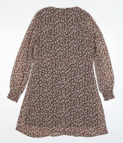 Villa Womens Multicoloured Floral Polyester A-Line  Size 8  V-Neck Pullover