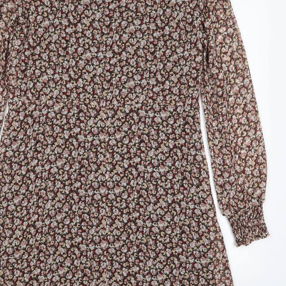 Villa Womens Multicoloured Floral Polyester A-Line  Size 8  V-Neck Pullover