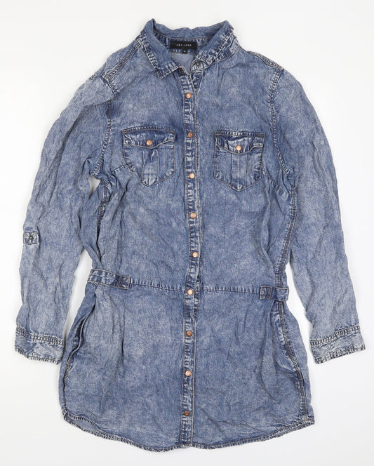 New Look Womens Blue  Lyocell Shirt Dress  Size 12  Collared Button