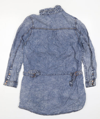 New Look Womens Blue  Lyocell Shirt Dress  Size 12  Collared Button