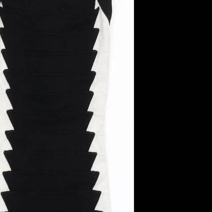 Boohoo Womens Black  Cotton Bodycon  Size 10  Square Neck Pullover - Black and White