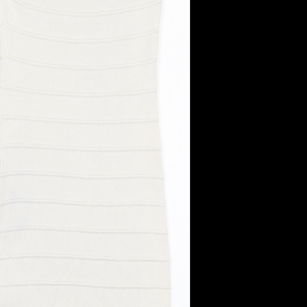 Boohoo Womens Black  Cotton Bodycon  Size 10  Square Neck Pullover - Black and White