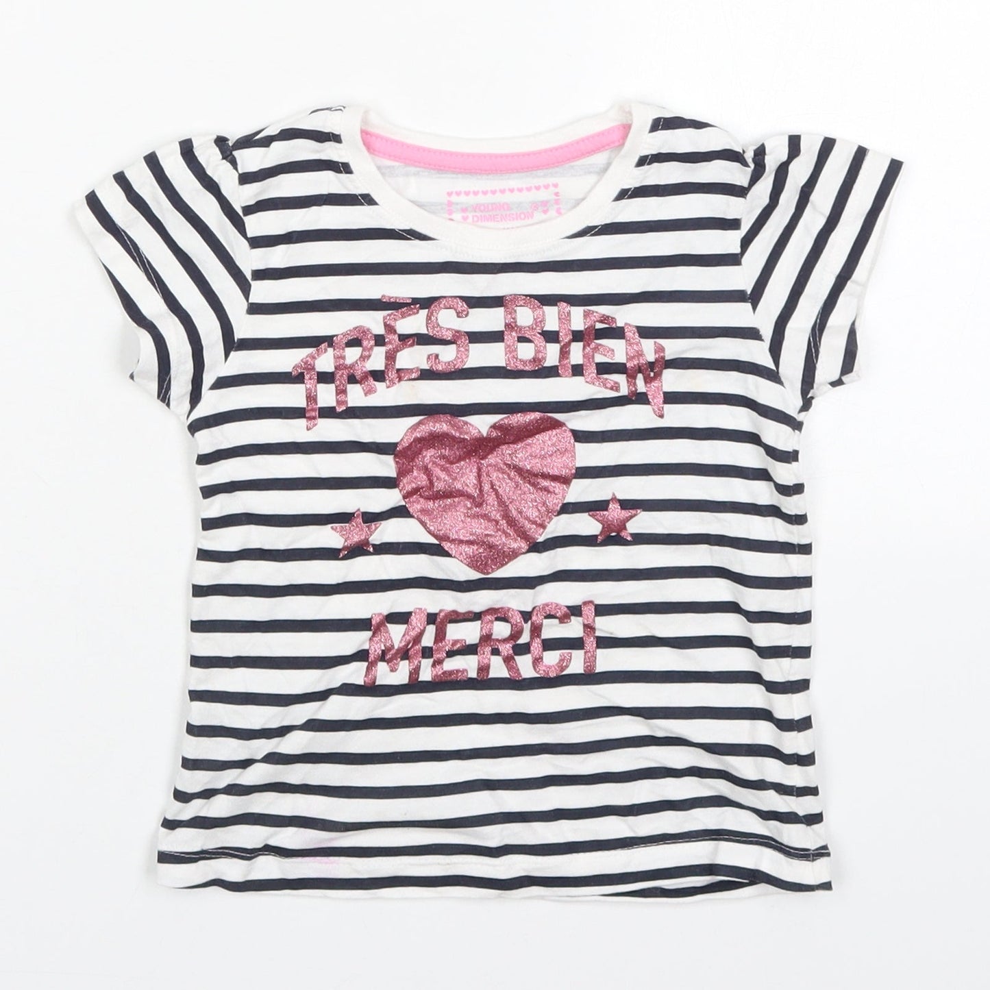 Young Dimension Girls Multicoloured Spotted Cotton Basic T-Shirt Size 4-5 Years Crew Neck Pullover - Tres Bien Merci