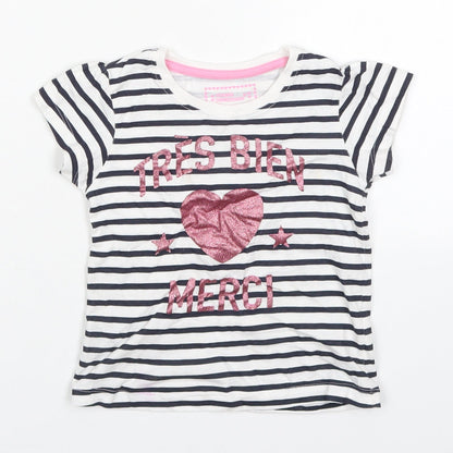 Young Dimension Girls Multicoloured Spotted Cotton Basic T-Shirt Size 4-5 Years Crew Neck Pullover - Tres Bien Merci