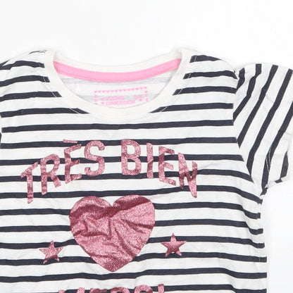 Young Dimension Girls Multicoloured Spotted Cotton Basic T-Shirt Size 4-5 Years Crew Neck Pullover - Tres Bien Merci