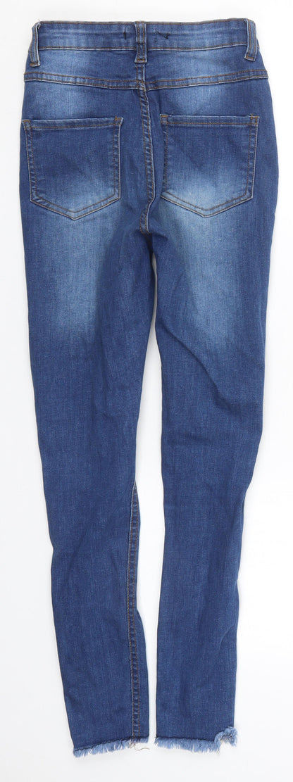Naanaa Womens Blue  Cotton Skinny Jeans Size 6 L26 in Regular Button