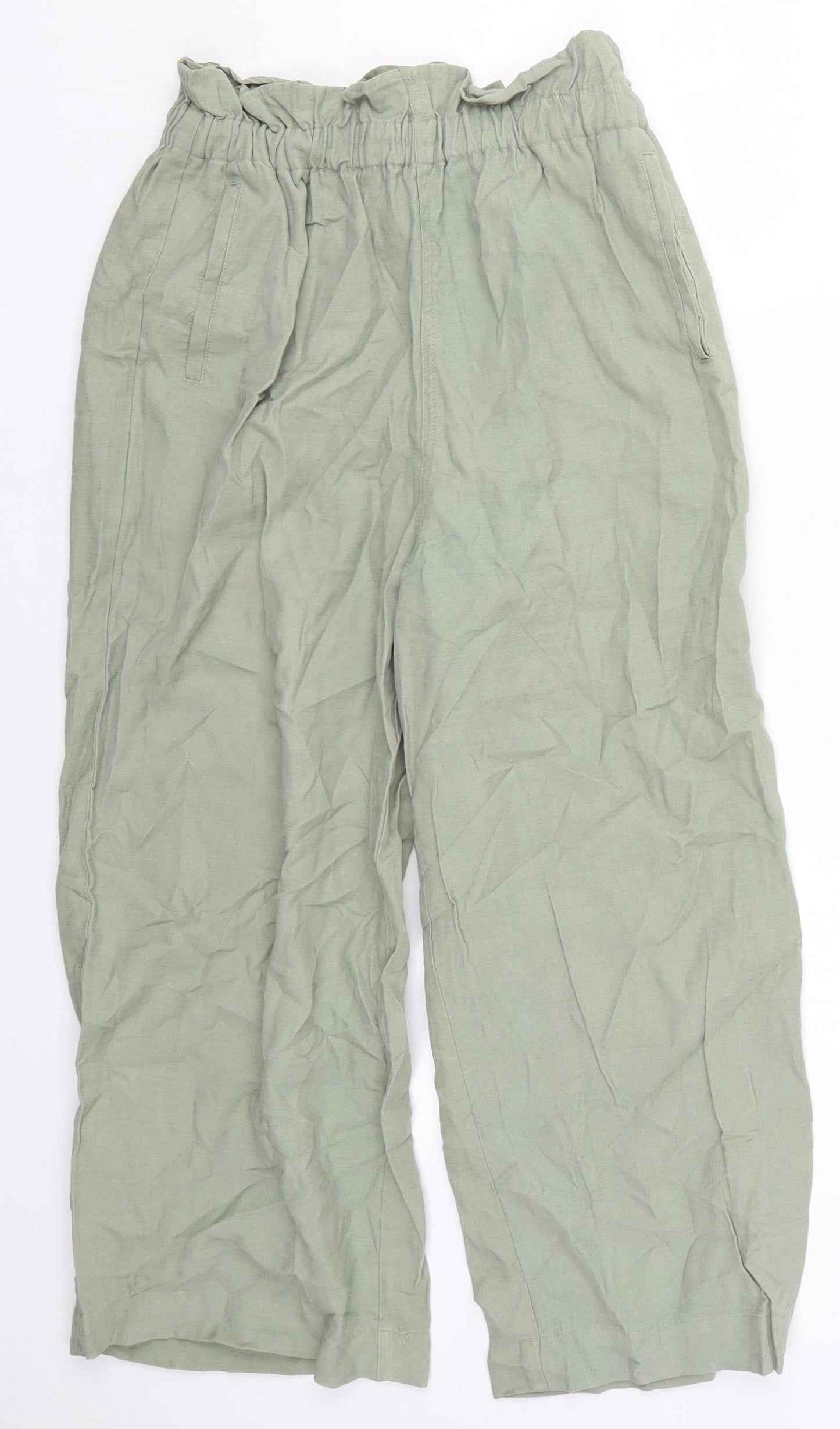 Miss Selfridge Womens Green  Viscose Trousers  Size 10 L22 in Regular