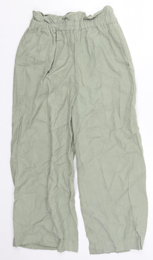 Miss Selfridge Womens Green  Viscose Trousers  Size 10 L22 in Regular