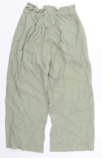 Miss Selfridge Womens Green  Viscose Trousers  Size 10 L22 in Regular