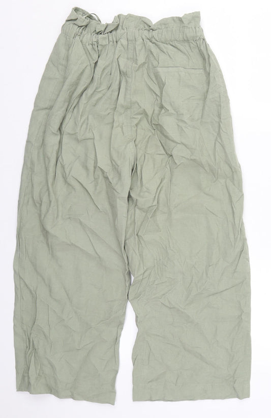Miss Selfridge Womens Green  Viscose Trousers  Size 10 L22 in Regular