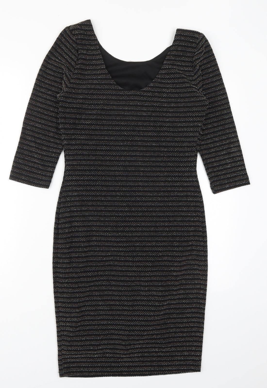 George Womens Multicoloured Striped Nylon Bodycon  Size 10  Scoop Neck Pullover