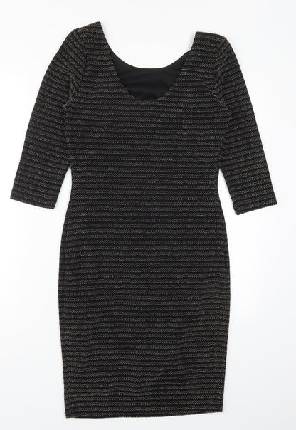 George Womens Multicoloured Striped Nylon Bodycon  Size 10  Scoop Neck Pullover