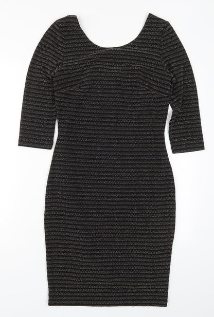 George Womens Multicoloured Striped Nylon Bodycon  Size 10  Scoop Neck Pullover