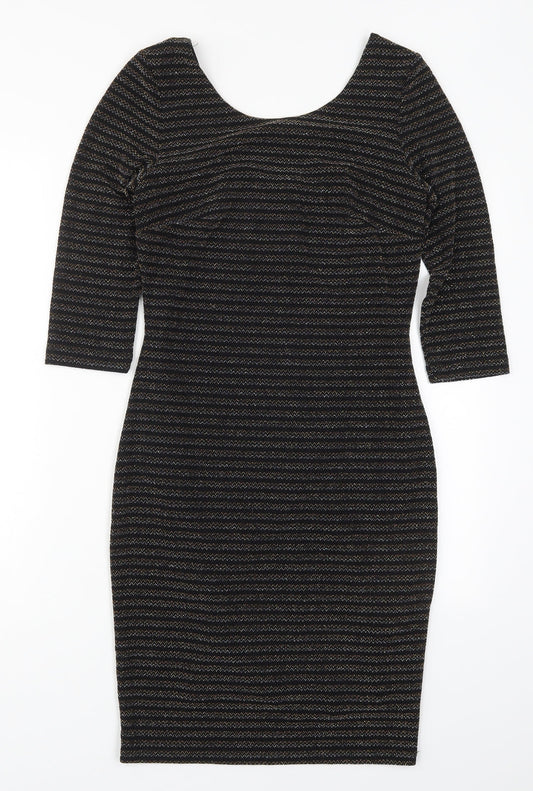 George Womens Multicoloured Striped Nylon Bodycon  Size 10  Scoop Neck Pullover