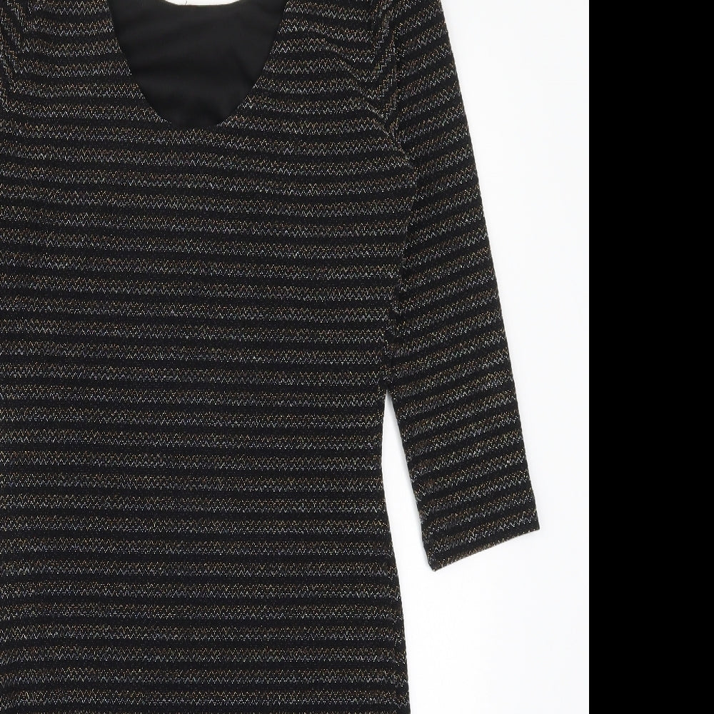 George Womens Multicoloured Striped Nylon Bodycon  Size 10  Scoop Neck Pullover