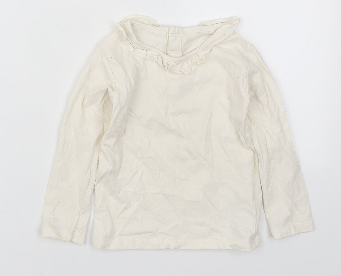 Marks and Spencer Girls White  Cotton Basic T-Shirt Size 18-24 Months Round Neck Pullover