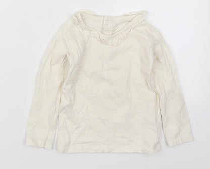 Marks and Spencer Girls White  Cotton Basic T-Shirt Size 18-24 Months Round Neck Pullover
