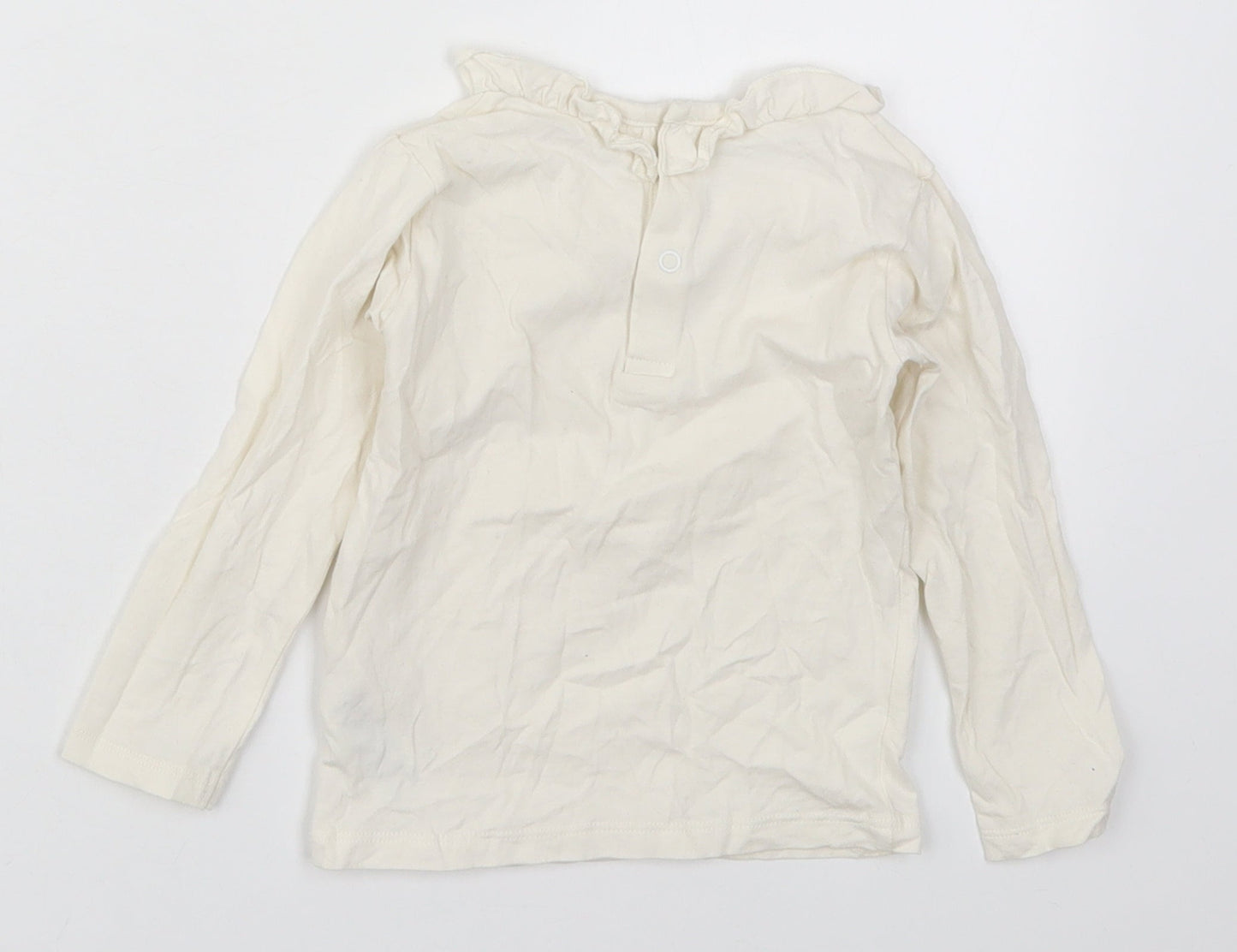 Marks and Spencer Girls White  Cotton Basic T-Shirt Size 18-24 Months Round Neck Pullover