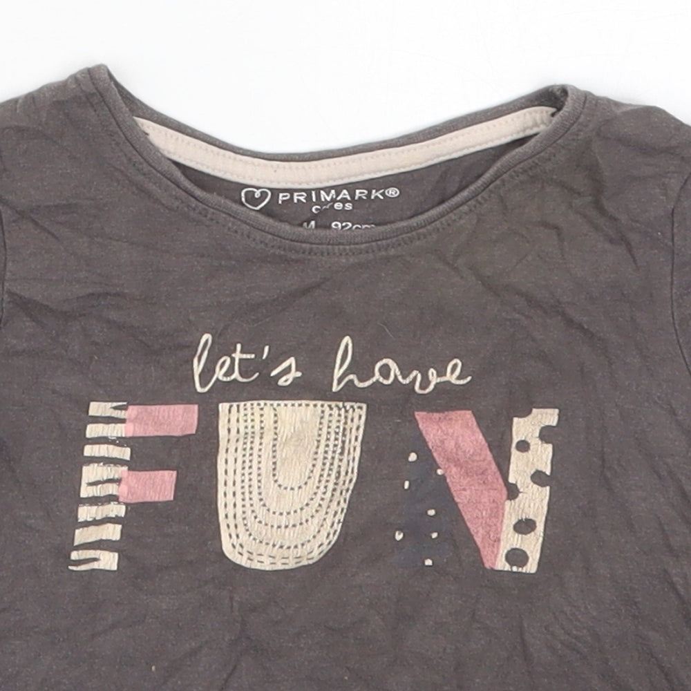 Primark Girls Grey  Cotton Basic T-Shirt Size 18-24 Months Crew Neck Pullover - Let's Have Fun