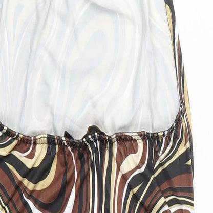 I SAW IT FIRST Womens Brown Geometric Polyester Mini  Size 6  Halter Pullover - Abstract