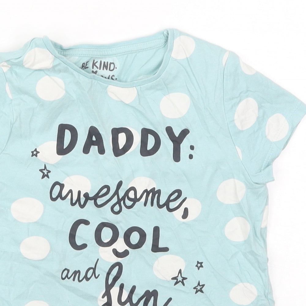 F&F Boys Blue Polka Dot Cotton  Pyjama Top Size 6-7 Years  Pullover - Daddy Awesome Cool and Fun