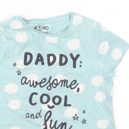 F&F Boys Blue Polka Dot Cotton  Pyjama Top Size 6-7 Years  Pullover - Daddy Awesome Cool and Fun