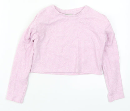 Matalan Girls Pink  Polyester Cropped T-Shirt Size 6 Years Crew Neck Pullover