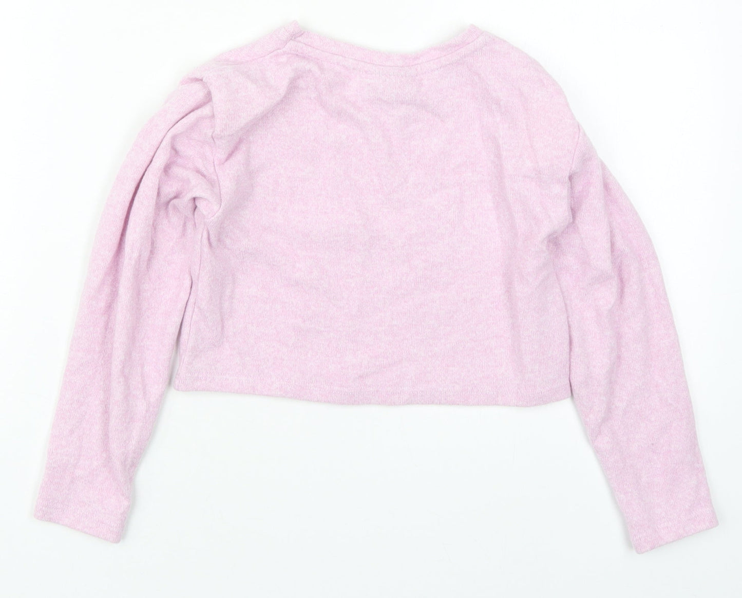 Matalan Girls Pink  Polyester Cropped T-Shirt Size 6 Years Crew Neck Pullover