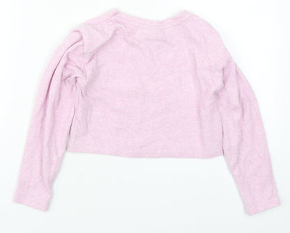 Matalan Girls Pink  Polyester Cropped T-Shirt Size 6 Years Crew Neck Pullover
