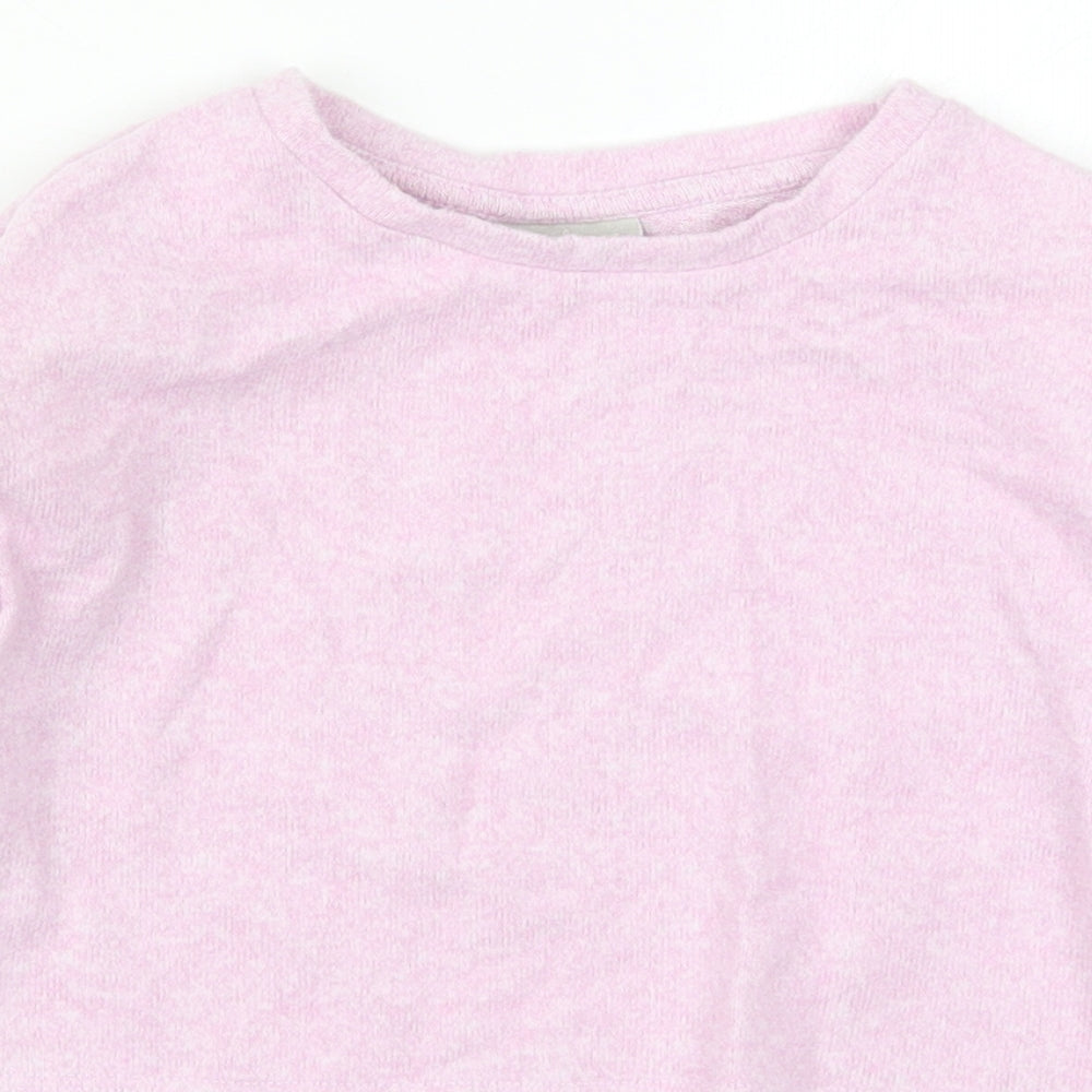 Matalan Girls Pink  Polyester Cropped T-Shirt Size 6 Years Crew Neck Pullover