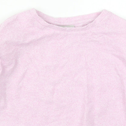 Matalan Girls Pink  Polyester Cropped T-Shirt Size 6 Years Crew Neck Pullover