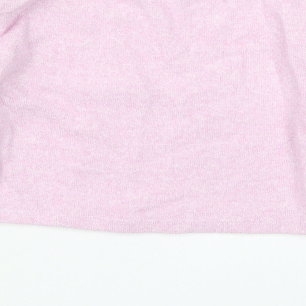 Matalan Girls Pink  Polyester Cropped T-Shirt Size 6 Years Crew Neck Pullover
