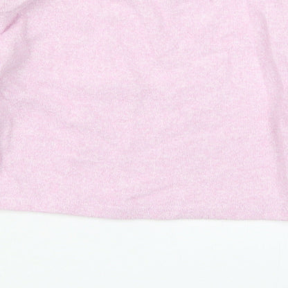 Matalan Girls Pink  Polyester Cropped T-Shirt Size 6 Years Crew Neck Pullover
