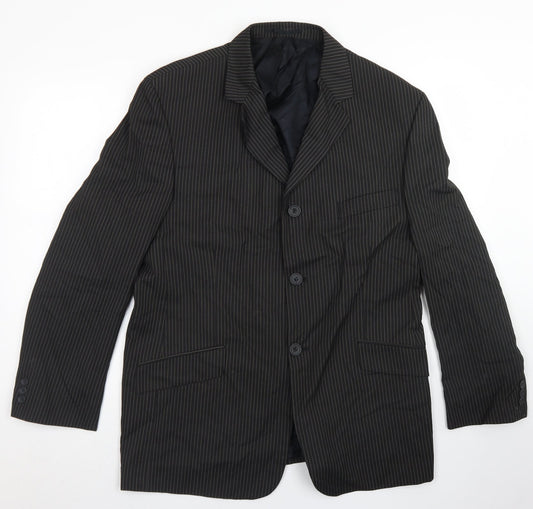 Wilson Mens Black Striped Polyester Jacket Blazer Size 42