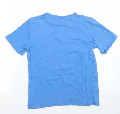 Back view of Cherokee boys’ blue cotton basic t-shirt, size 7-8, years crew neck