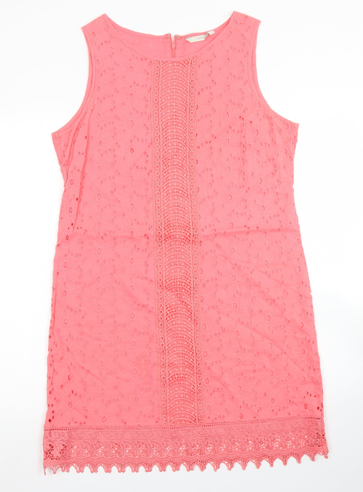 George Womens Pink  Cotton A-Line  Size 10  Round Neck Zip - Lace Trim