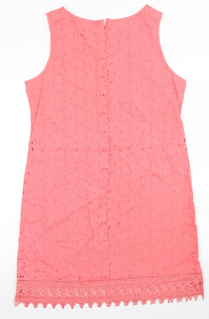 George Womens Pink  Cotton A-Line  Size 10  Round Neck Zip - Lace Trim