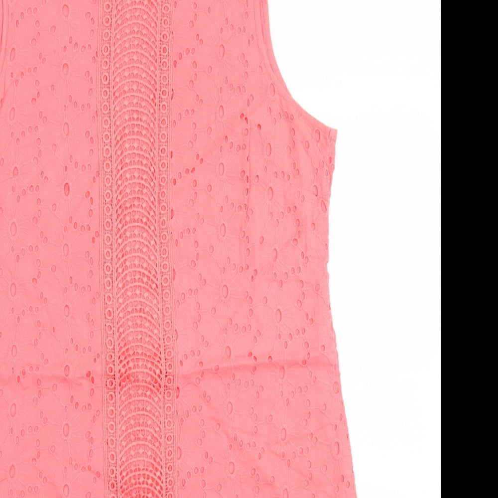 George Womens Pink  Cotton A-Line  Size 10  Round Neck Zip - Lace Trim