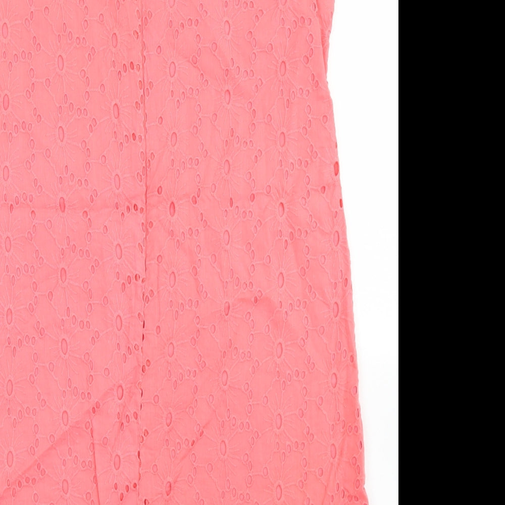 George Womens Pink  Cotton A-Line  Size 10  Round Neck Zip - Lace Trim